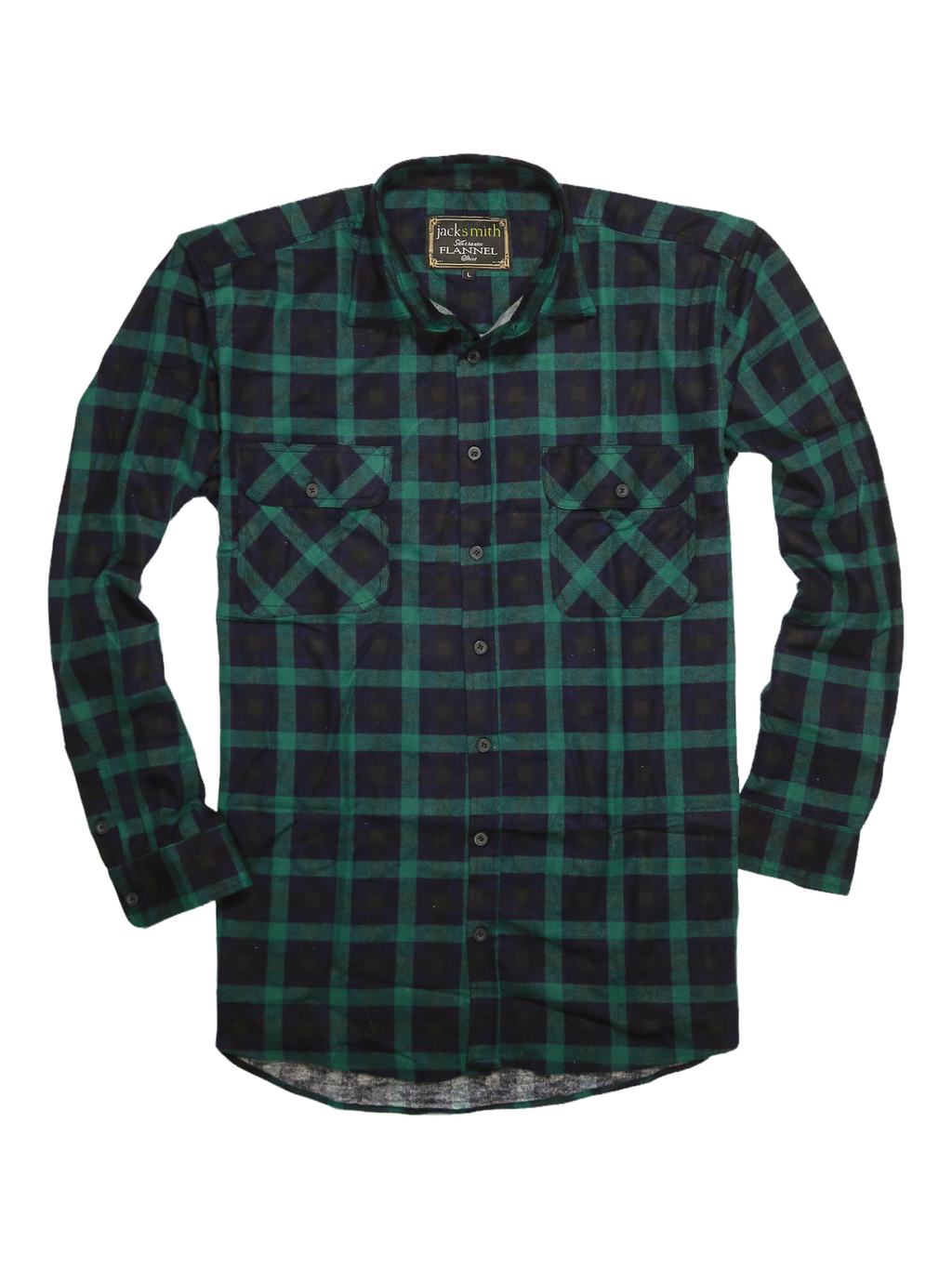 Mens 100% Cotton Flannelette Shirt Long Sleeve Check Authentic Flannel - Green/Navy - 3XL