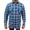 Mens Flannelette Long Sleeve Pullover Shirt 100% Cotton Flannel - Half Placket - Navy - 4XL