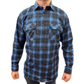 Mens Flannelette Long Sleeve Pullover Shirt 100% Cotton Flannel - Half Placket - Blue - 7XL