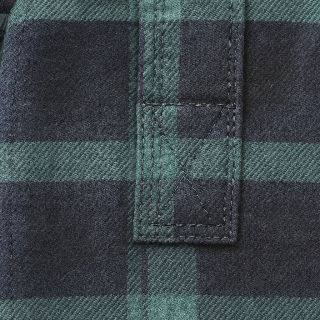 Mens Flannelette Long Sleeve Pullover Shirt 100% Cotton Flannel - Half Placket - Green/Navy - 3XL