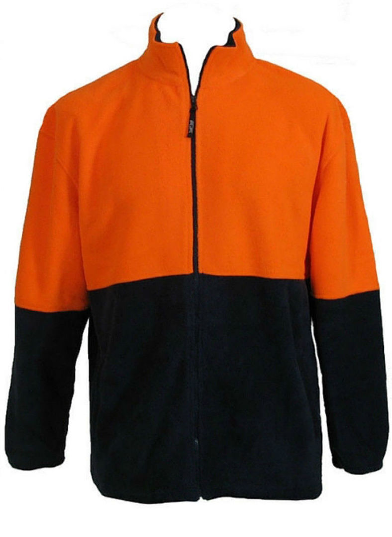 HI VIS POLAR FLEECE Jumper Full Zip Safety Workwear Fleecy Jacket Unisex - Orange - XL