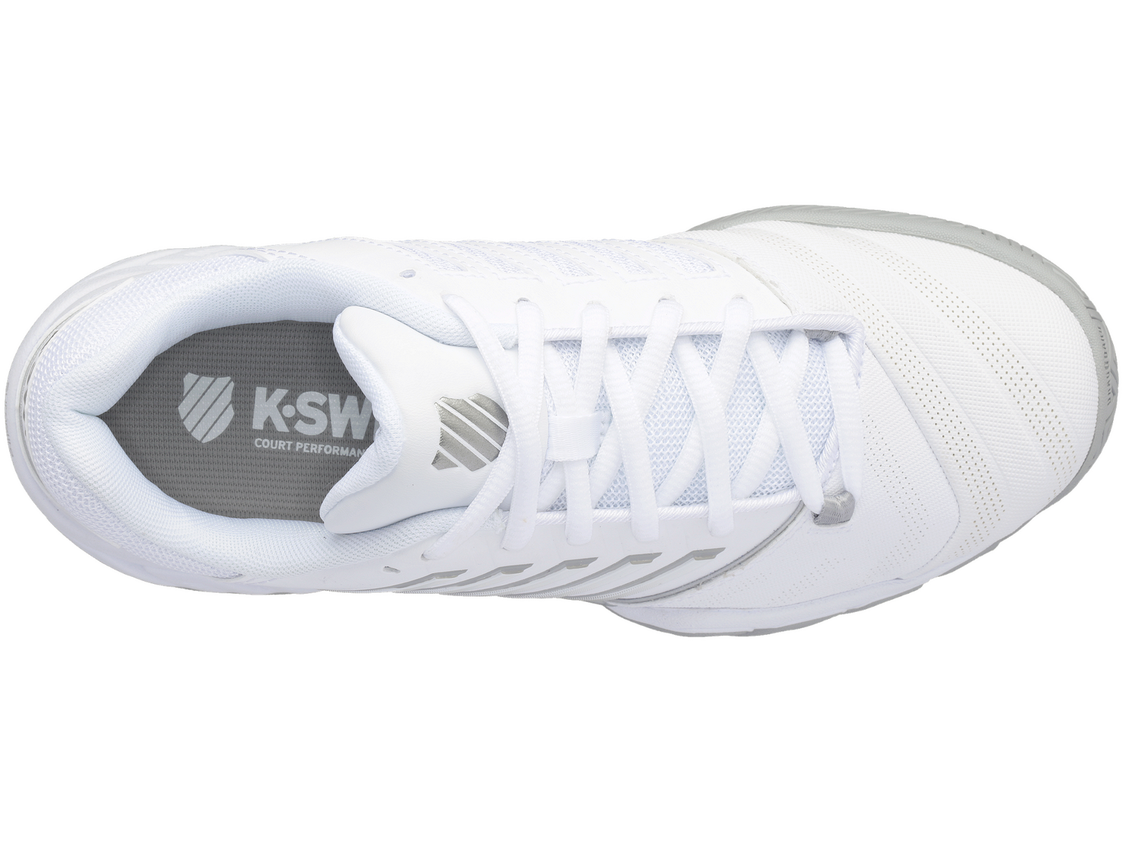 K-Swiss Womens Bigshot 4 AC Tennis Shoes - White/Silver - US 9.5