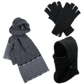 3pc 3M Thinsulate Set Mens Black Thermal Windproof Beanie Hat Scarf Gloves