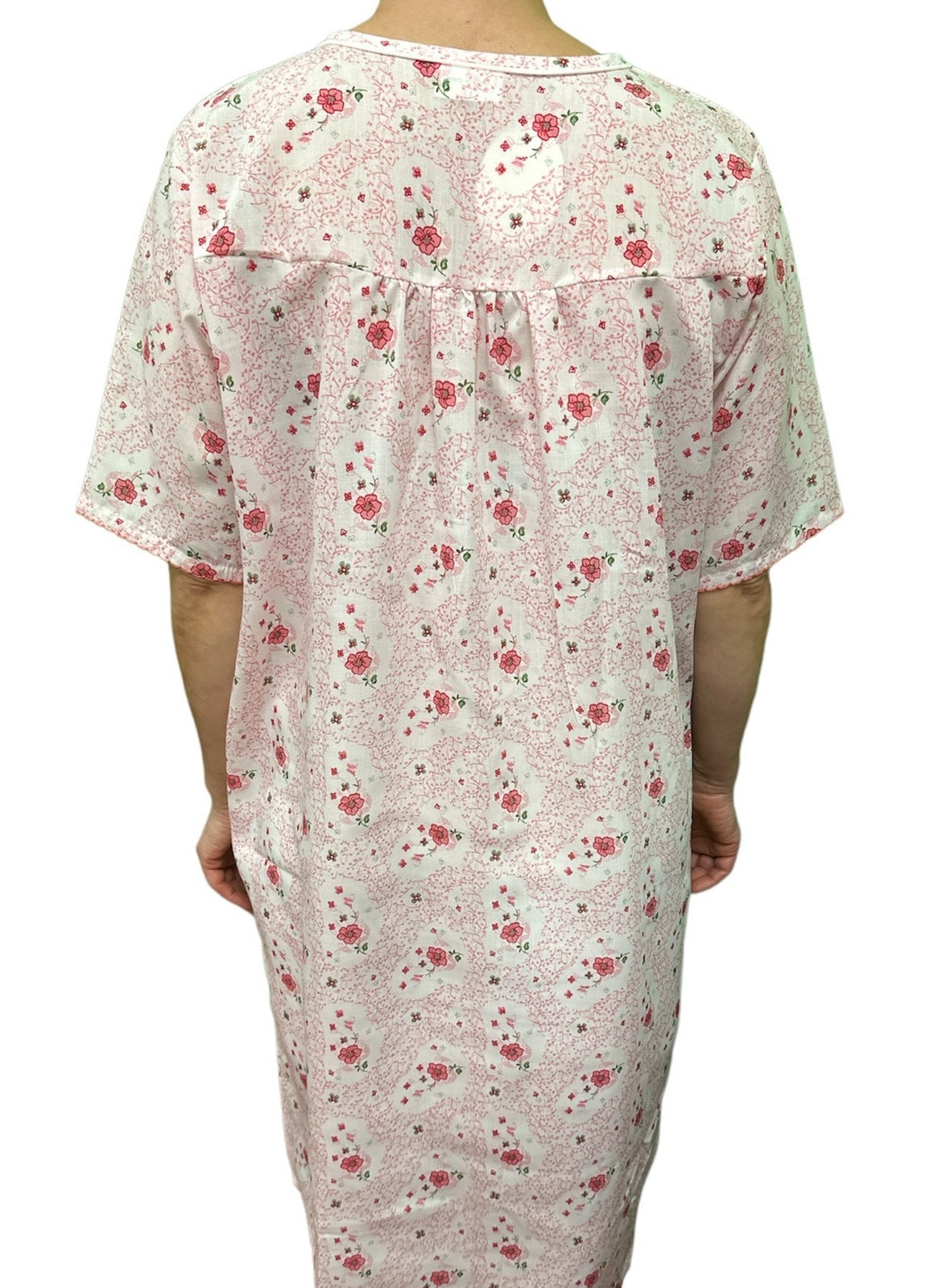 Womens 100% Cotton Short Sleeve Nightie Gown Night Sleepwear Pyjamas PJ Pajamas - Pink - 20