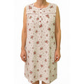 Womens 100% Cotton Sleeveless Nightie Gown Night Dress Pyjamas PJ - White - 14