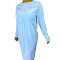 Womens Ladies Cotton Nightie Night Gown Pajamas Pyjamas Sleepwear PJ - Blue - 16