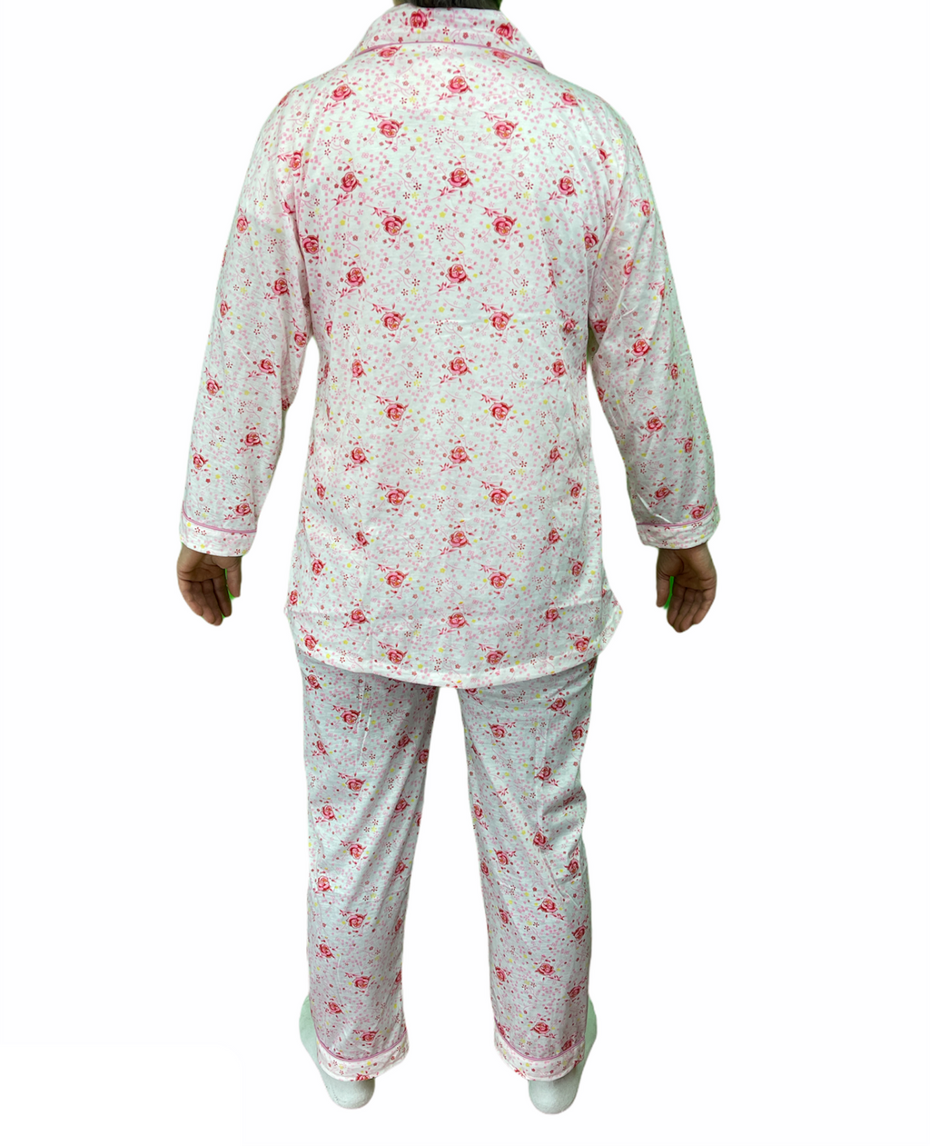 Womens PYJAMAS PJs Set Pajamas Ladies Cotton PJ Womens Long Sleeve Sleepwear - Pink - 16