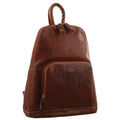 Milleni Womens Bag Italian Leather Soft Nappa Leather Backpack Travel - Chestnut