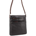 Milleni Womens Italian Leather Bag Soft Nappa Leather Cross-Body Travel - Black/Chestnut