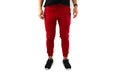 Mens Skinny Track Pants Joggers Trousers Gym Casual Sweat Cuffed Slim Trackies Fleece - Red - L