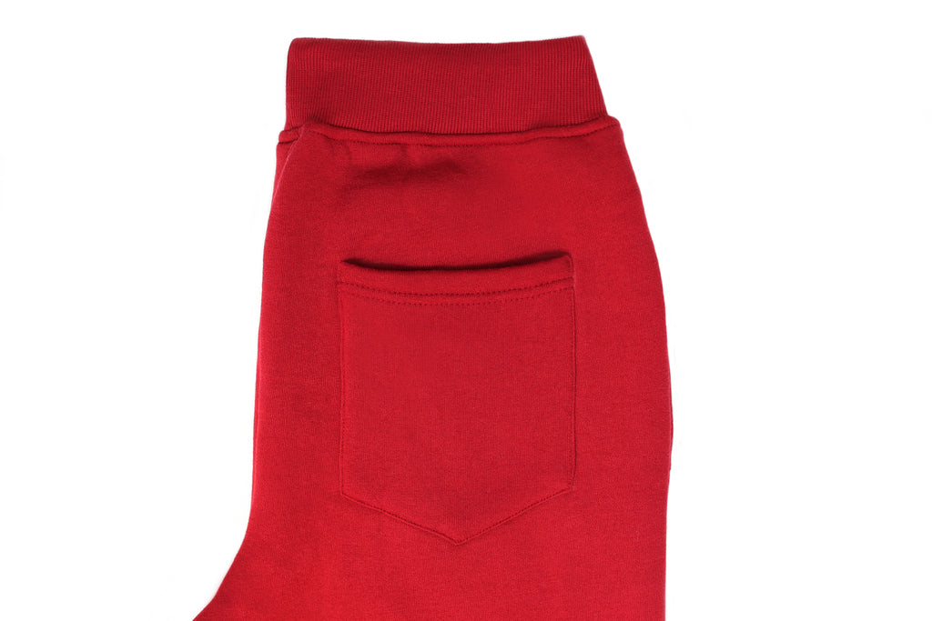 Mens Skinny Track Pants Joggers Trousers Gym Casual Sweat Cuffed Slim Trackies Fleece - Red - S
