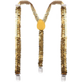 Mens Suspenders Braces Adjustable Strong Clip On Elastic Formal Wedding Slim - Gold (Sequin)