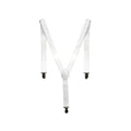 Mens Suspenders Braces Adjustable Strong Clip On Elastic Formal Wedding Slim - White