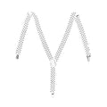 Mens Suspenders Braces Adjustable Strong Clip On Elastic Formal Wedding Slim - White with Black Polka Dot
