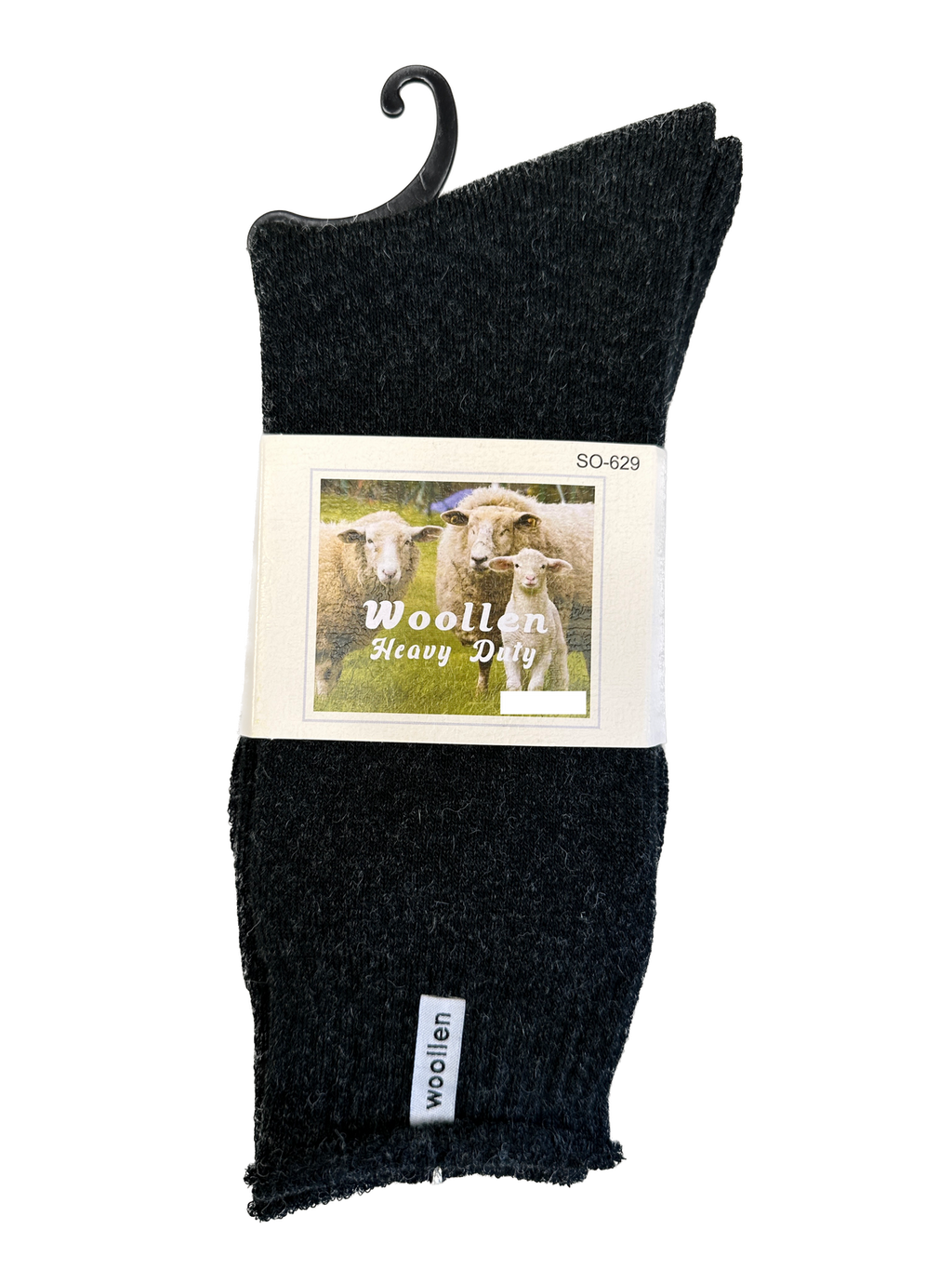1 Pair Premium Mens Wool Heavy Duty Thick Work Socks Cushion Woolen - Black - 11-14