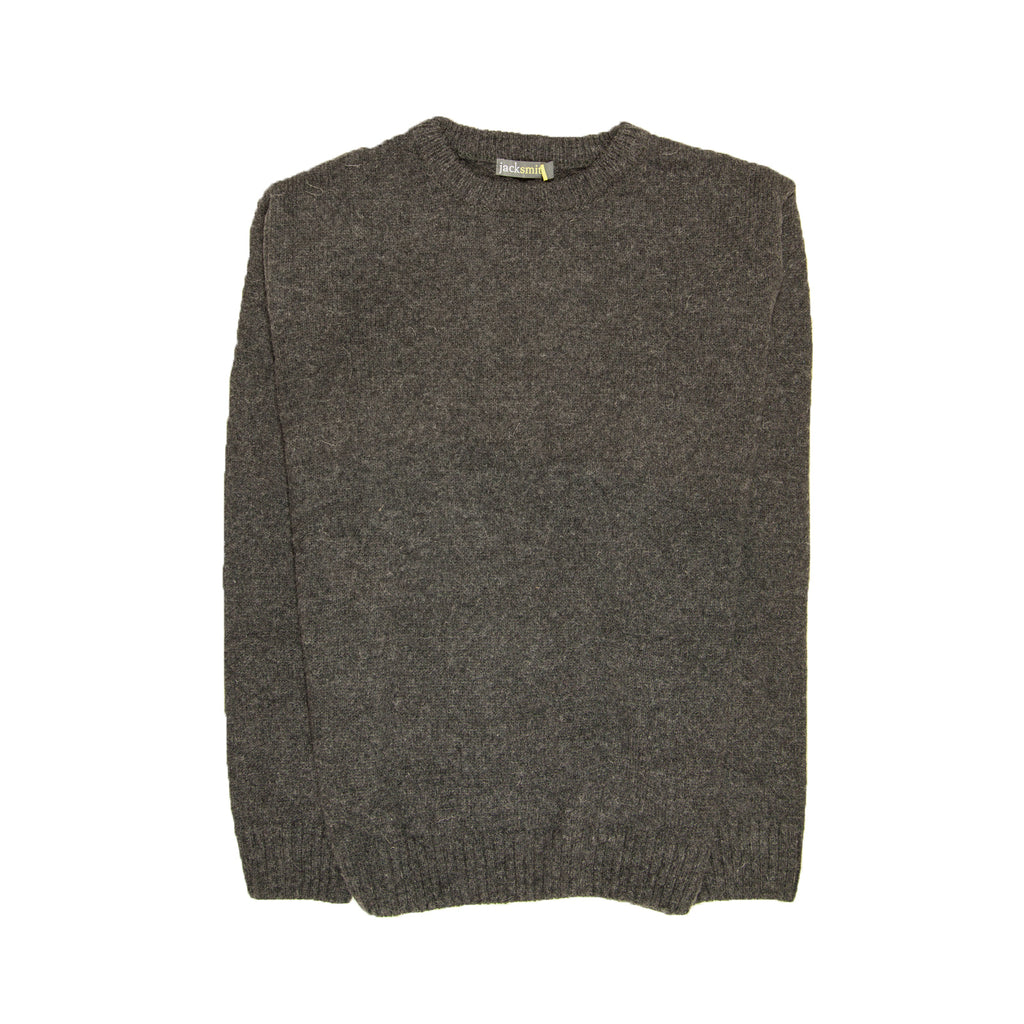 Mens 100% Shetland Ragg Wool Round Neck Knit Jumper Pullover Crew Sweater - Charcoal (29) - 6XL