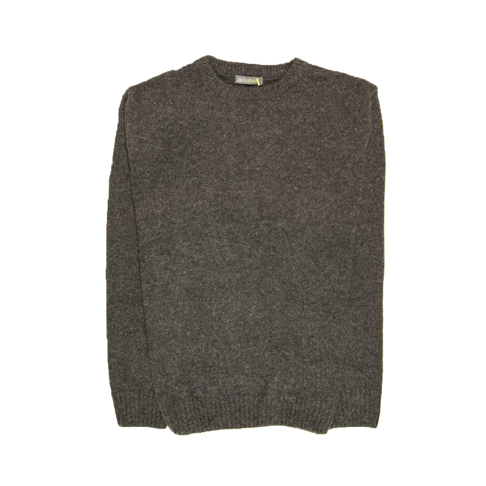 Mens 100% Shetland Ragg Wool Round Neck Knit Jumper Pullover Crew Sweater - Charcoal (29) - S