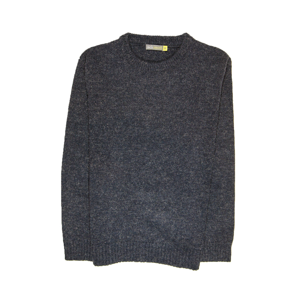 100% SHETLAND RAGG WOOL CREW Round Neck Knit JUMPER Pullover Mens Sweater Knitted - Navy - 5XL