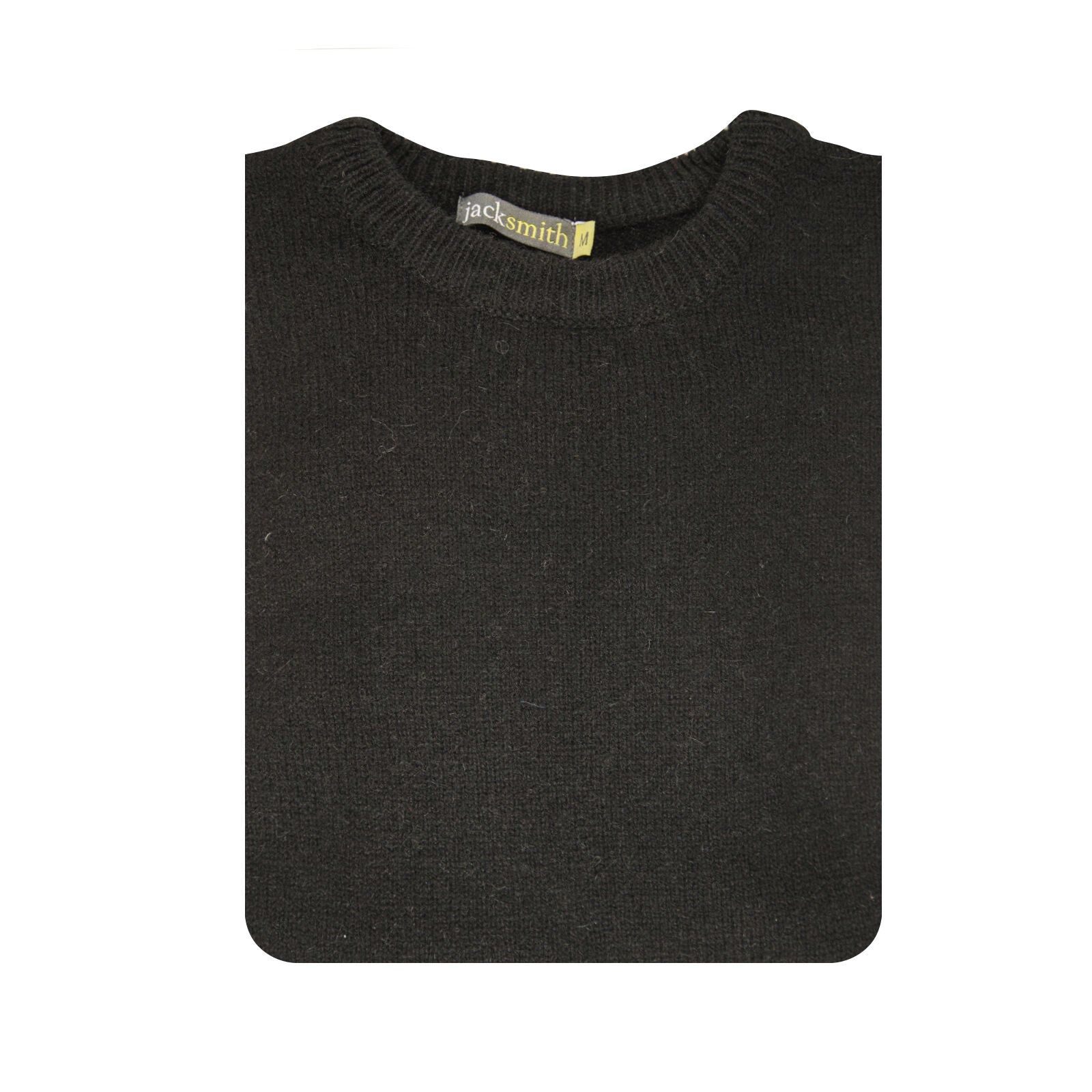 100% SHETLAND RAGG WOOL CREW Round Neck Knit JUMPER Pullover Mens Sweater Knitted - Plain Black - L