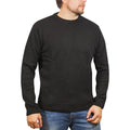 100% SHETLAND RAGG WOOL CREW Round Neck Knit JUMPER Pullover Mens Sweater Knitted - Plain Black - XL