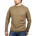 100% SHETLAND RAGG WOOL CREW Round Neck Knit JUMPER Pullover Mens Sweater Knitted - Nutmeg - 4XL