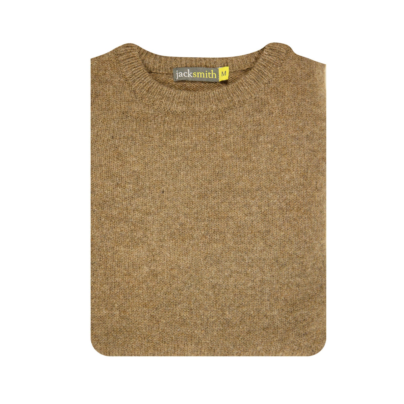 100% SHETLAND RAGG WOOL CREW Round Neck Knit JUMPER Pullover Mens Sweater Knitted - Nutmeg - L