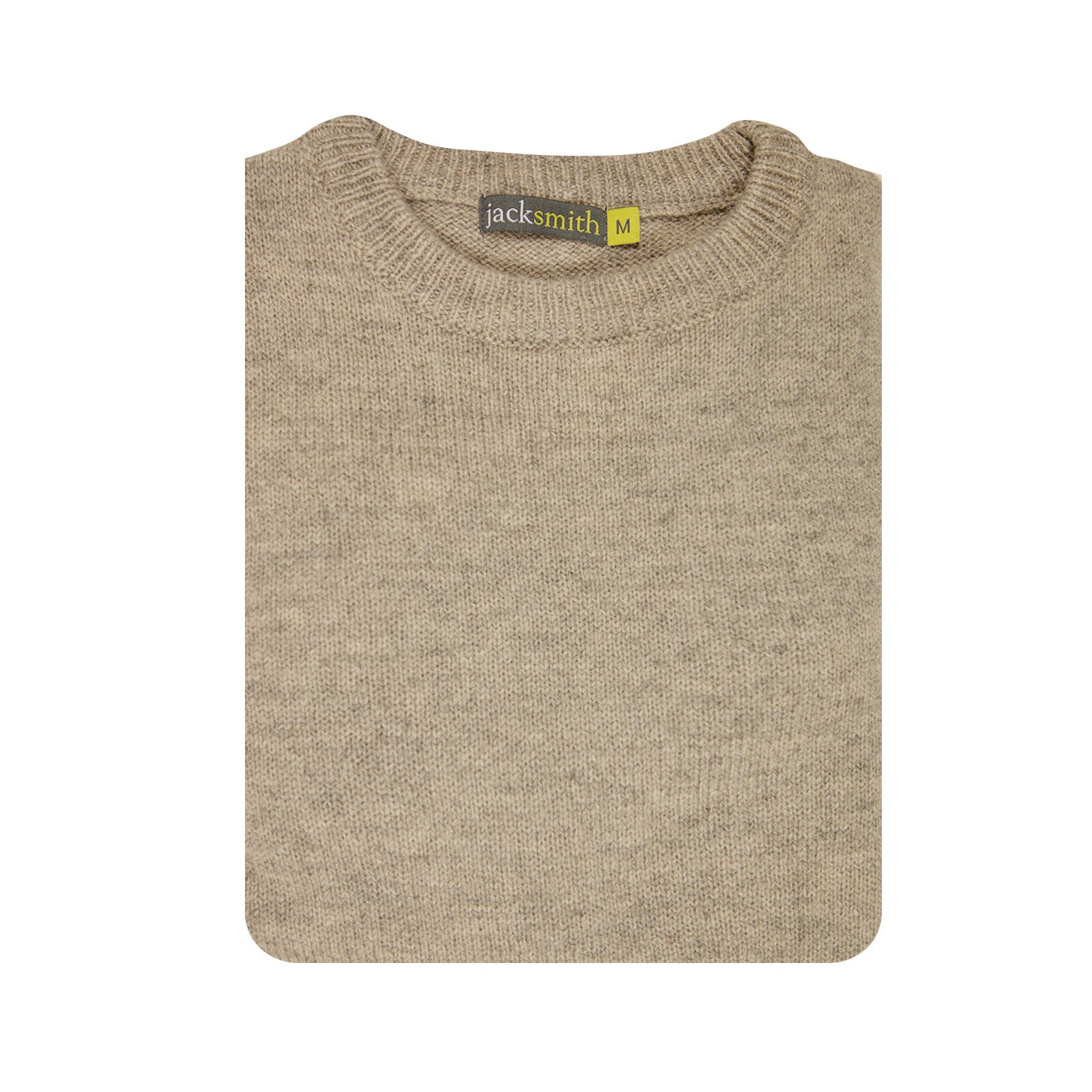 100% SHETLAND RAGG WOOL CREW Round Neck Knit JUMPER Pullover Mens Sweater Knitted - Beige - L