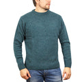 100% SHETLAND RAGG WOOL CREW Round Neck Knit JUMPER Pullover Mens Sweater Knitted - Sherwood - 3XL