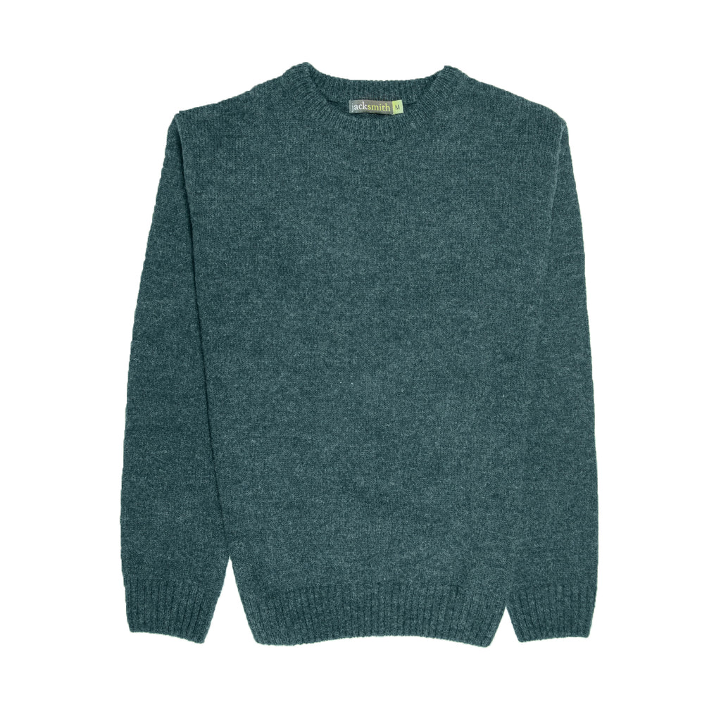 100% SHETLAND RAGG WOOL CREW Round Neck Knit JUMPER Pullover Mens Sweater Knitted - Sherwood - XL