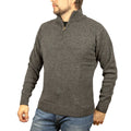 100% SHETLAND RAGG WOOL Half Zip Up Knit JUMPER Pullover Mens Sweater Knitted - Charcoal - 3XL