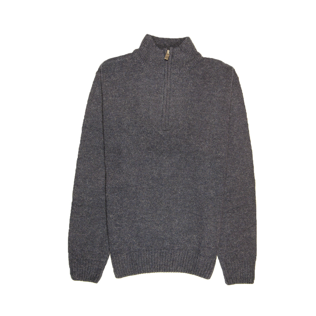 100% SHETLAND RAGG WOOL Half Zip Up Knit JUMPER Pullover Mens Sweater Knitted - Denim Blue (45) - 3XL - 4XL