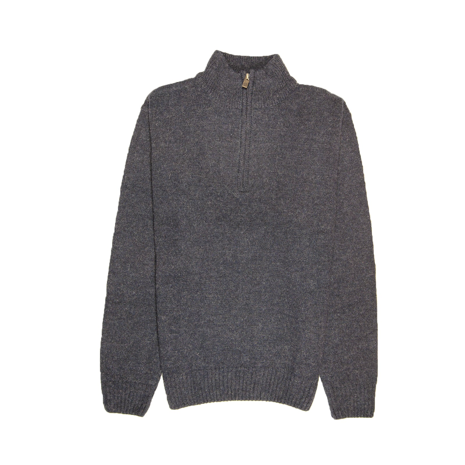 100% SHETLAND RAGG WOOL Half Zip Up Knit JUMPER Pullover Mens Sweater Knitted - Denim Blue (45) - 3XL - 6XL