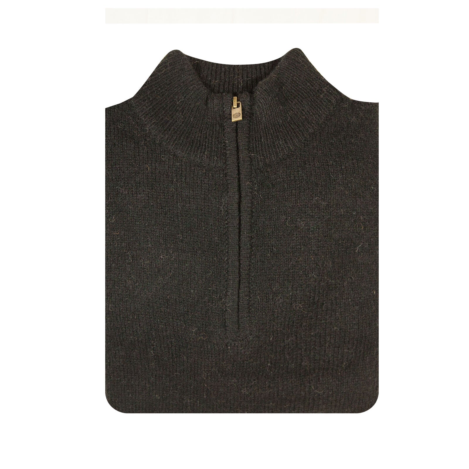 100% SHETLAND RAGG WOOL Half Zip Up Knit JUMPER Pullover Mens Sweater Knitted - Plain Black - 6XL