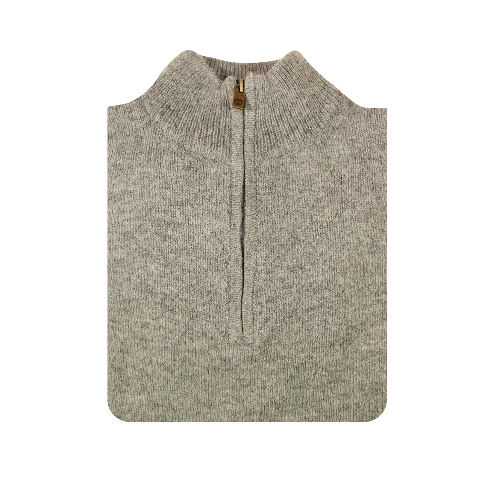 100% SHETLAND RAGG WOOL Half Zip Up Knit JUMPER Pullover Mens Sweater Knitted - Grey - M