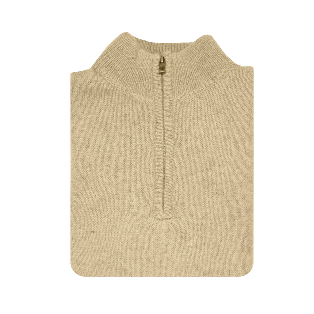 100% SHETLAND RAGG WOOL Half Zip Up Knit JUMPER Pullover Mens Sweater Knitted - Oat Marle - 4XL