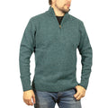 100% SHETLAND RAGG WOOL Half Zip Up Knit JUMPER Pullover Mens Sweater Knitted - Sherwood - 5XL
