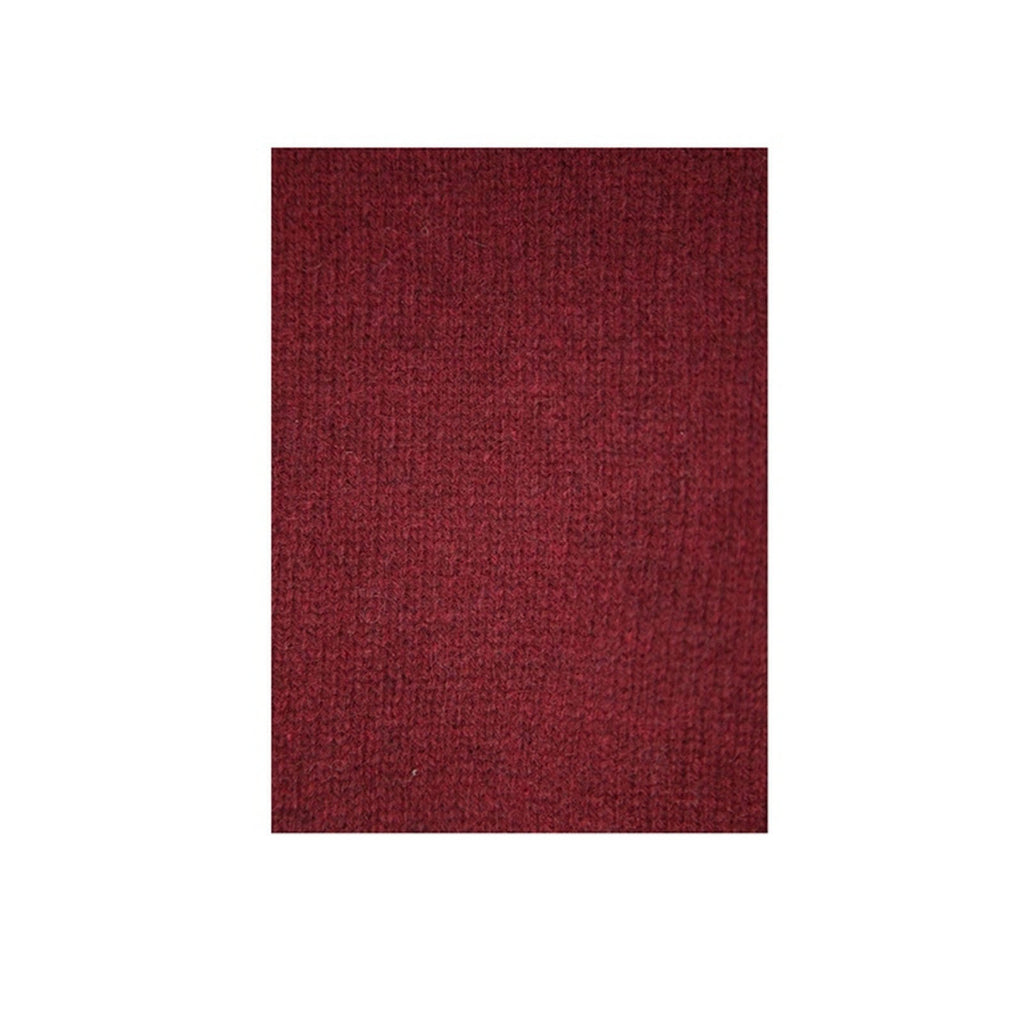 100% Shetland Ragg Wool V Neck Knit Jumper Pullover Mens Sweater Knitted - Burgundy - XL
