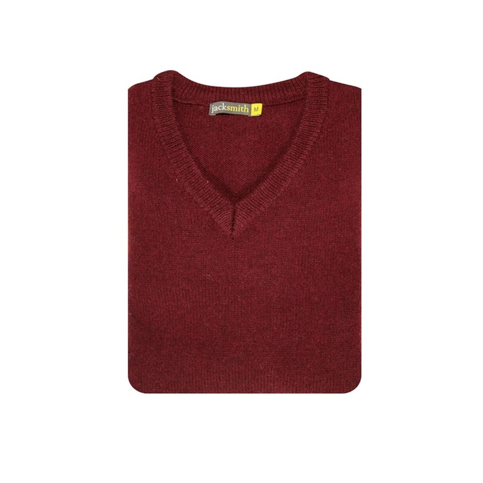 100% Shetland Ragg Wool V Neck Knit Jumper Pullover Mens Sweater Knitted - Burgundy - XXL