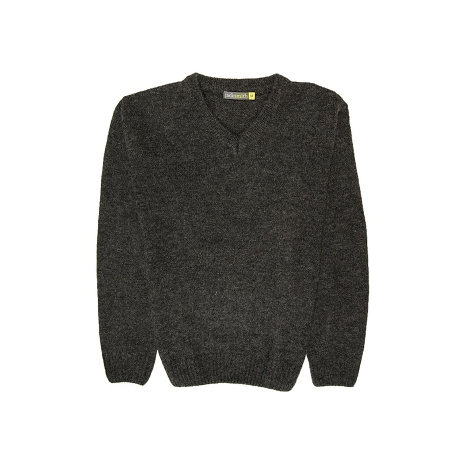 100% Shetland Ragg Wool V Neck Knit Jumper Pullover Mens Sweater Knitted - Charcoal - S