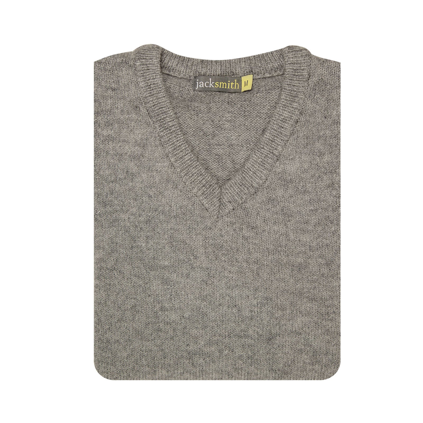 100% Shetland Ragg Wool V Neck Knit Jumper Pullover Mens Sweater Knitted - Grey - L