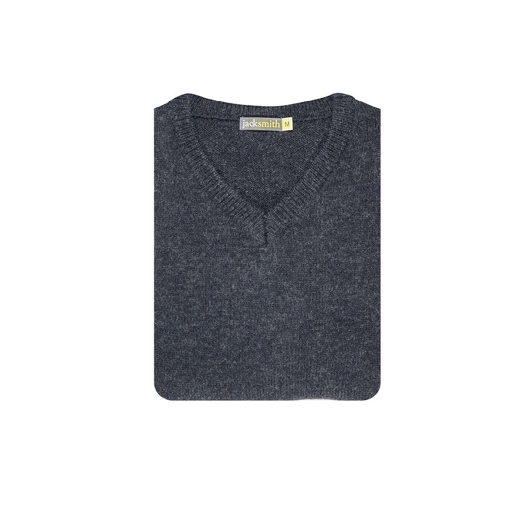 100% Shetland Ragg Wool V Neck Knit Jumper Pullover Mens Sweater Knitted - Navy - 3XL