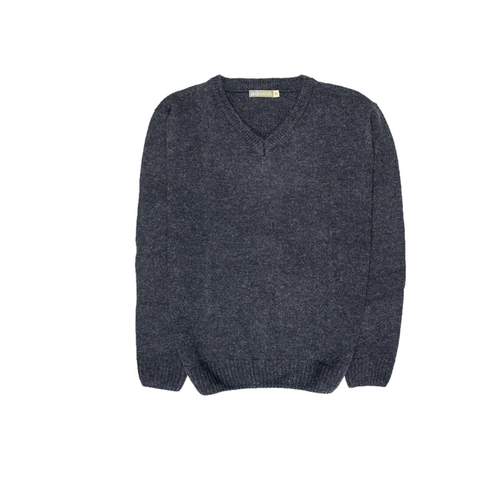 100% Shetland Ragg Wool V Neck Knit Jumper Pullover Mens Sweater Knitted - Navy - 3XL