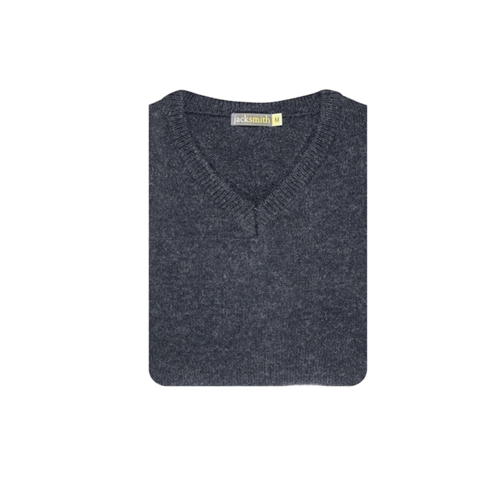 100% Shetland Ragg Wool V Neck Knit Jumper Pullover Mens Sweater Knitted - Navy - L