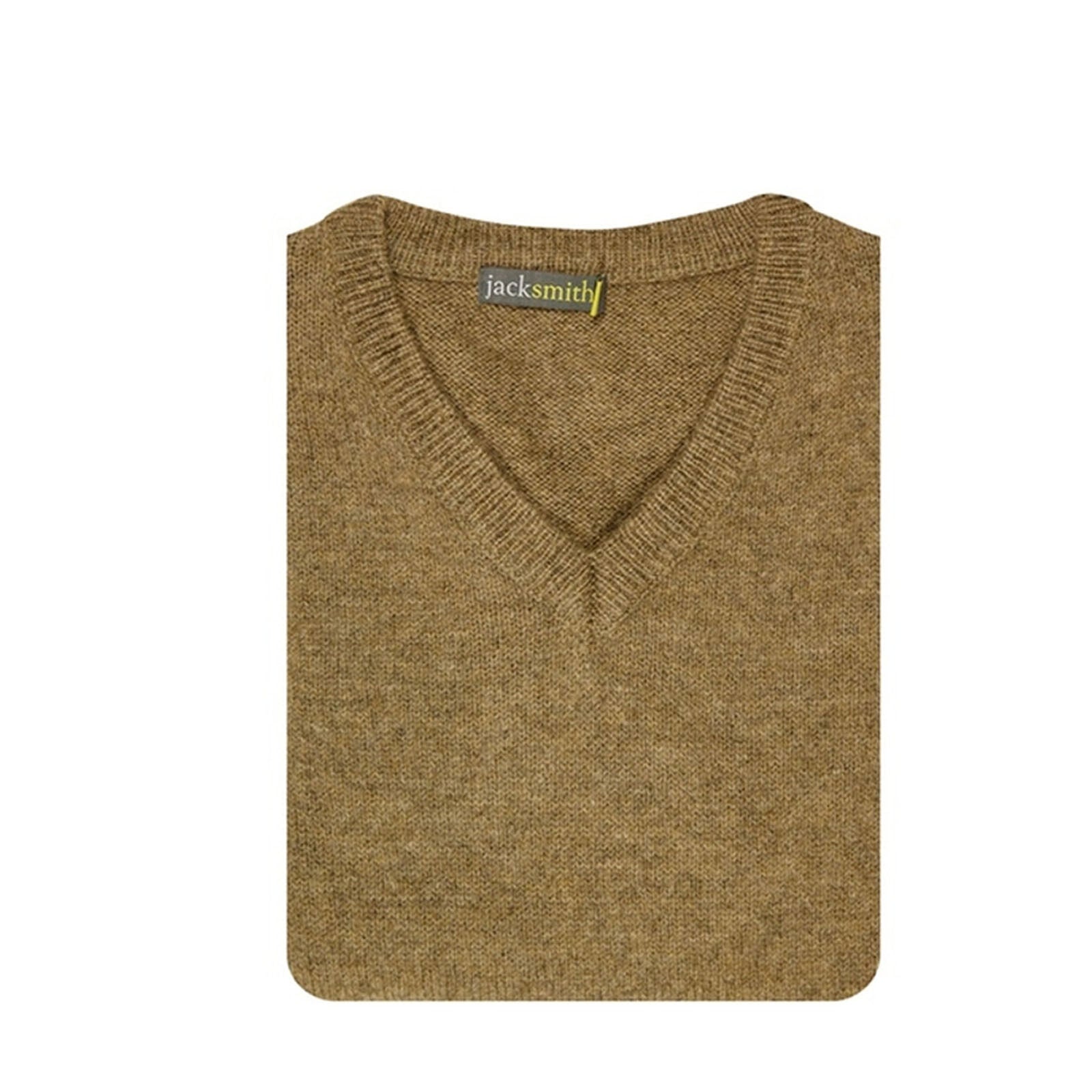 100% Shetland Ragg Wool V Neck Knit Jumper Pullover Mens Sweater Knitted - Nutmeg - S
