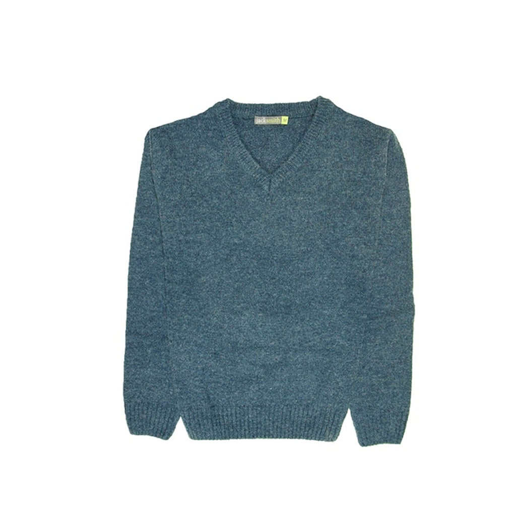 100% Shetland Ragg Wool V Neck Knit Jumper Pullover Mens Sweater Knitted - Sherwood - 6XL