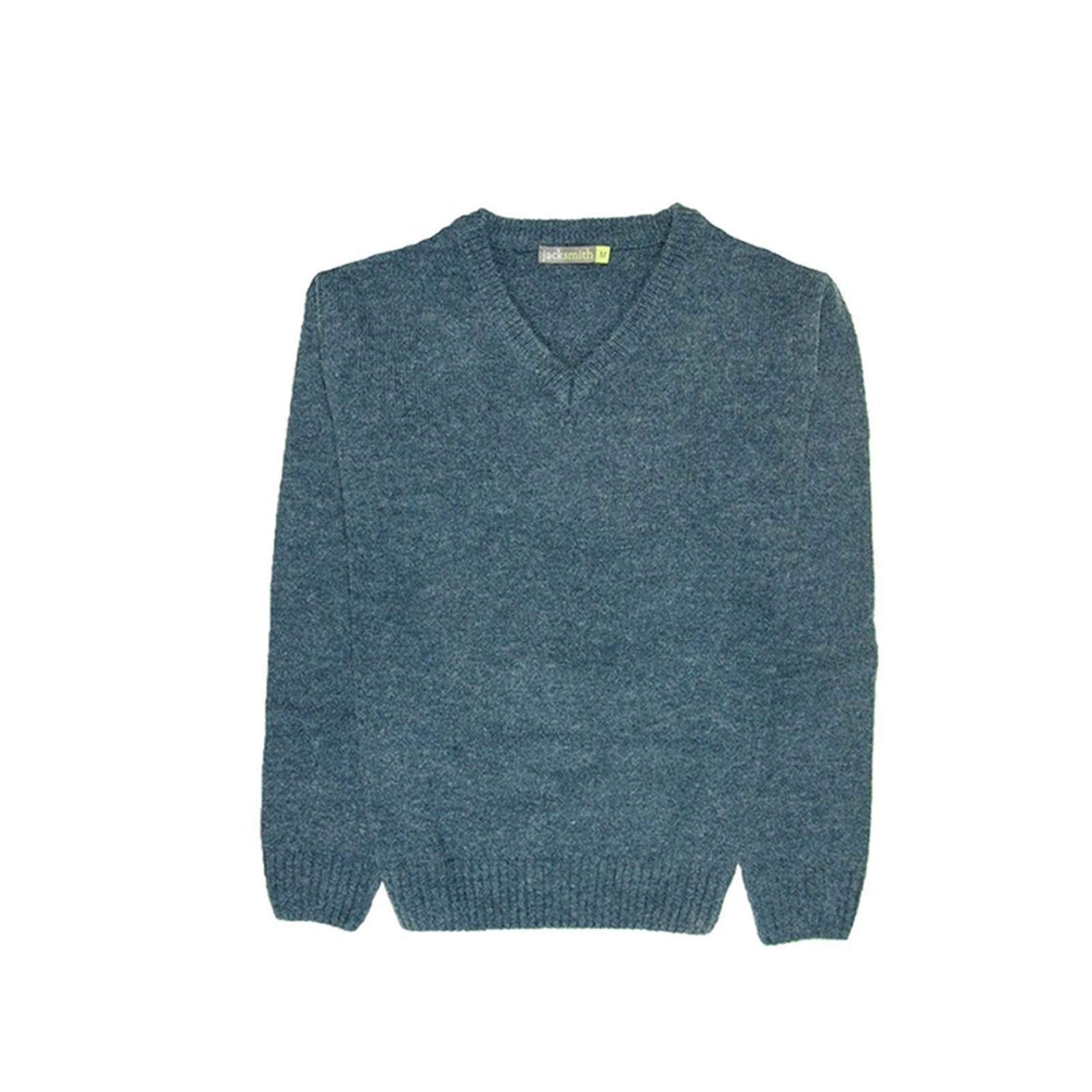 100% Shetland Ragg Wool V Neck Knit Jumper Pullover Mens Sweater Knitted - Sherwood - S