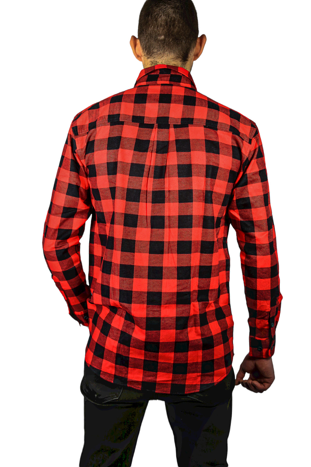 Jacksmith Quilted Flannelette Shirt Mens Jacket 100% Cotton Padded Warm Winter Flannel - Red/Black - 3XL