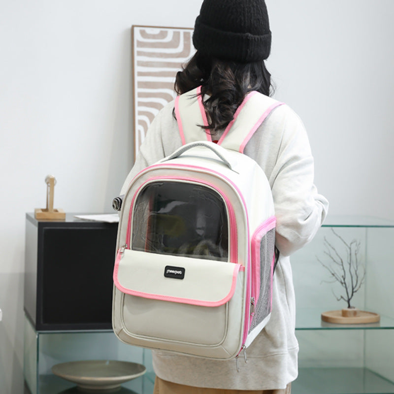 Blue Pet Carrier Backpack - Space Capsule Design for Cats & Small Dogs