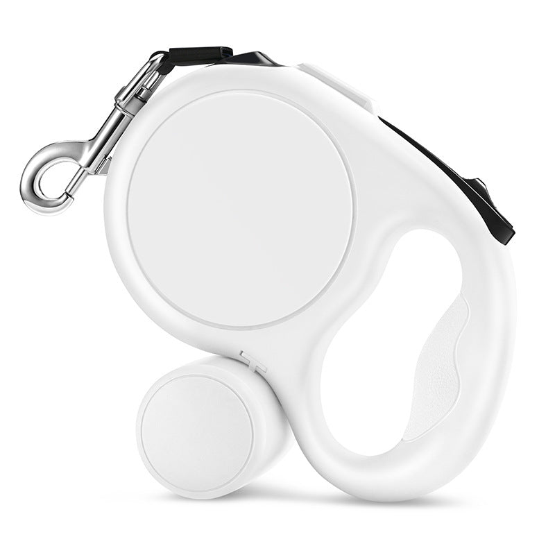 White 5M Retractable Dog Leash - With Small Box, Suitable For Small And Medium Dogs