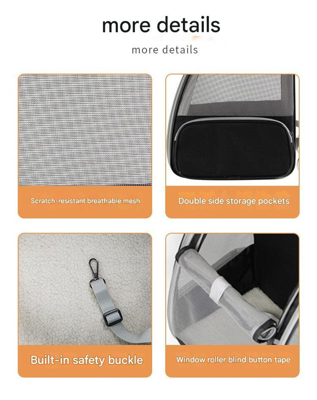 Gray Foldable Pet Carrier Backpack - Breathable Mesh Travel Bag for Cats & Small Dogs